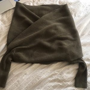 Crisscross solid poncho jumper